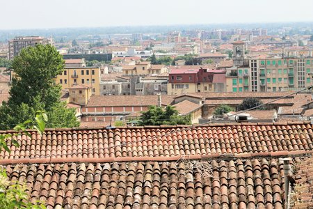 Aerial view of Brescia in northern Italyの写真素材