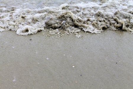 Close up view of a wave in the shorelineの写真素材