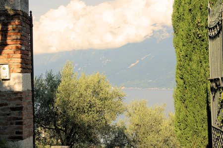 landscape of Garda lake in northern Italyの写真素材