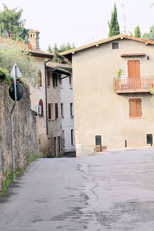 Cecina, small medieval village on Garda lake in northern Italyの写真素材