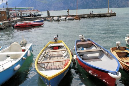 small marina on  Garda lakeのeditorial素材