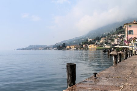 landscape of lake Garda in northern Italyの写真素材