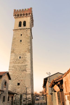 Civic tower of Lonato, Brescia, Lombardy, Italyの写真素材