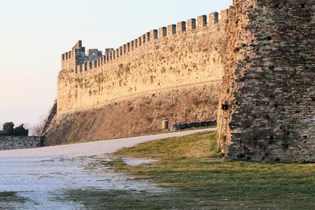 ancient defensive walls of Lonato, Brescia, Lombardy, Italyの写真素材