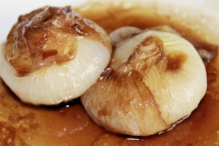 sweet and sour onions with balsamic vinegarの写真素材