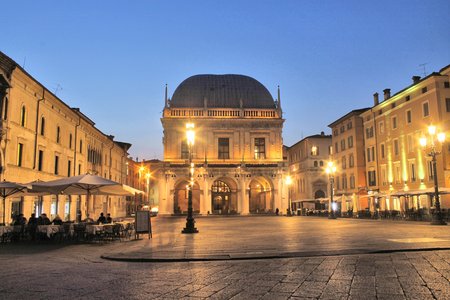 historical building of the "Loggia" seat of the municipality of Brescia in northern Italyのeditorial素材