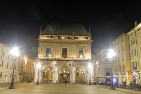 historical building of the "Loggia" seat of the municipality of Brescia in northern Italyのeditorial素材