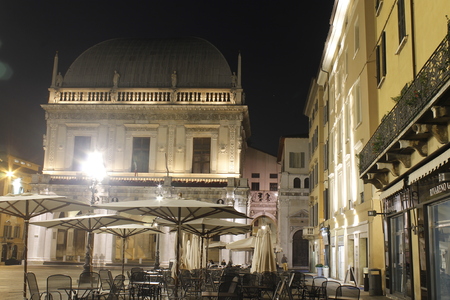 historical building of the "Loggia" seat of the municipality of Brescia in northern Italyのeditorial素材