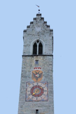tower with clock in Sterzing in northern Italyの写真素材