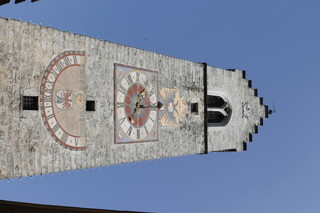 Typical architecture of Vipiteno in South Tyrol in Italyの写真素材