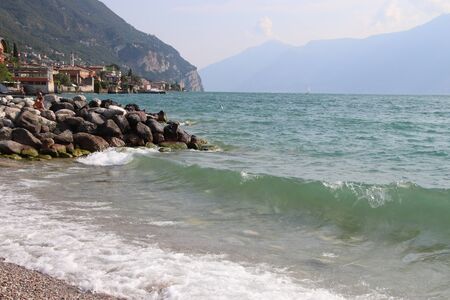 landscape of Garda lake in northern Italyの写真素材