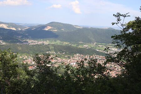 view of a small village in the mountains in northern Italy