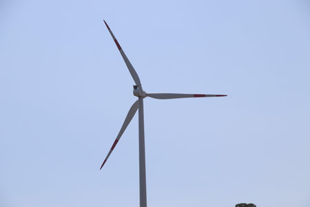 Wind turbine for electric power production, Zaragoza Province, Aragon, Spain.