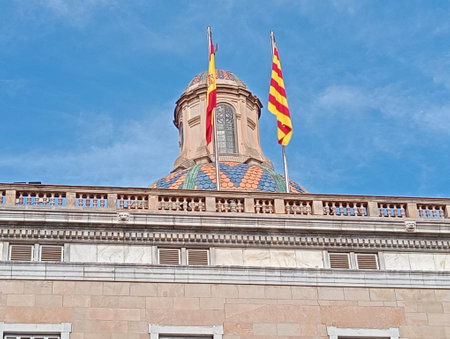 Mosaic on the facade of the building of the Parliament of Catalonia in Barcelona, Spainの写真素材
