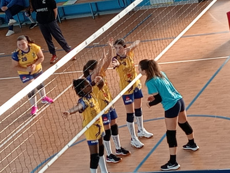 Volleyball Cup of Russia. Female KHIMIK YUZHNY (white) vs Orenburg (black)の写真素材