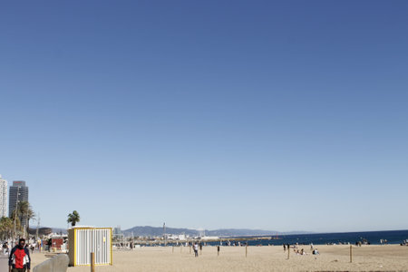 View of the beach in Santa Monica, Los Angeles, California.の写真素材