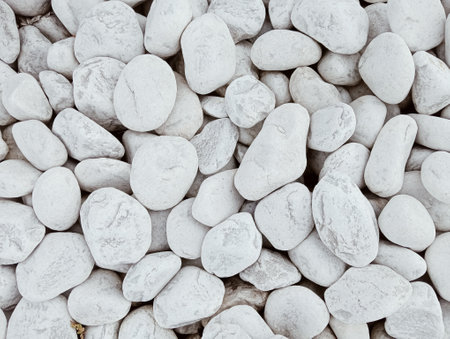 White pebble stones background. White pebbles background.の写真素材