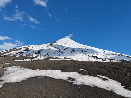 Mount Etna, Sicily, Italy, with snow and clear blue skyの写真素材