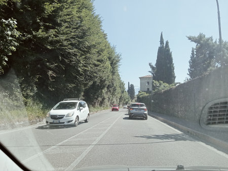 View on the road in Jalan Guntung to Jalan Saujana.の写真素材