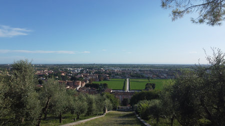 Panoramic view of the city of Rezzato, Brescia, Italy.の写真素材