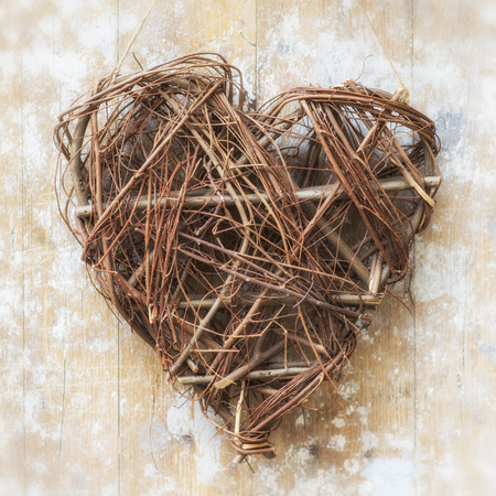 Wooden heartの写真素材