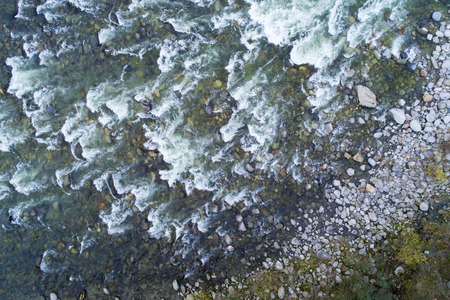 Aerial shot of a mountain river
