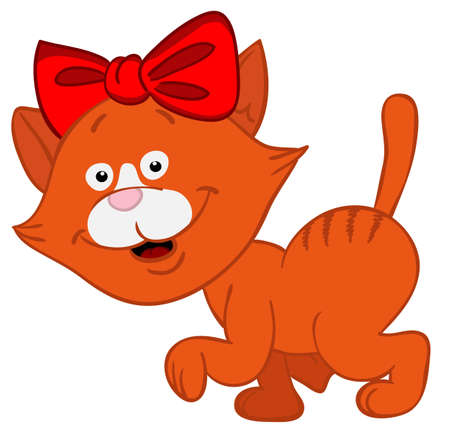 Cute little kittens with stripes and a bow. Hand drawn in illustrator. のイラスト素材