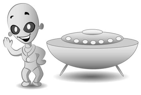 A Friendly Gray Alien - Vector Illustration.のイラスト素材
