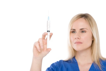 nurse prepare syringe for injectionの写真素材
