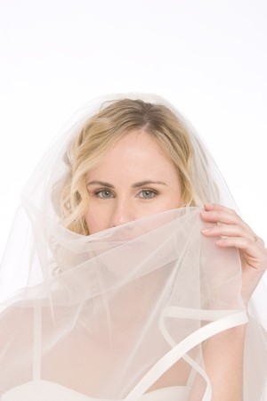 studio shot of a bride isolated on white background