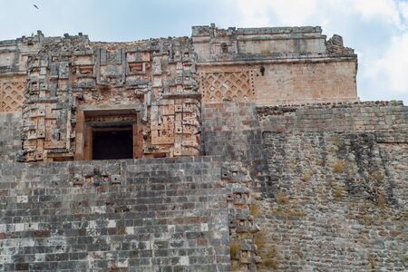 Details of a Mayan temple, of the Ek Balam archaeological area, on the Yucatan peninsulaの写真素材