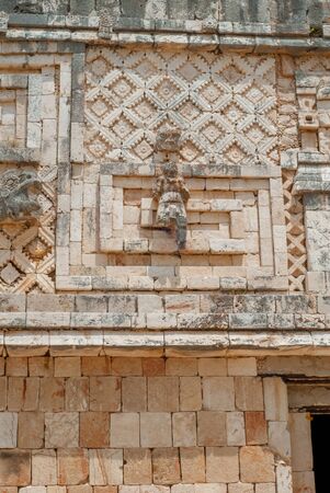 Details of architectural decorations of a Mayan building, in the archaeological area of Ek Balam, on the Yucatan peninsulaの写真素材