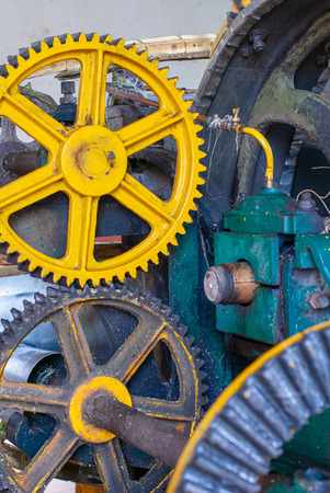 Gears of mechanical parts of transmission of motion, taken at the factory at Tecoh, in the Yucatan peninsulaの写真素材