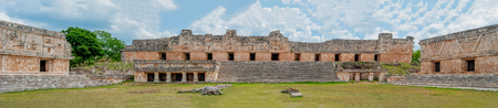 Panorama of three Maya Temples, in the archaeological area of Uxmal, in the Yucatan peninsula