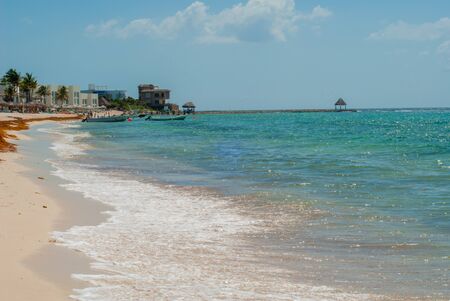 Seascape of Tulum, in the Mexican peninsula of Yucatanの写真素材