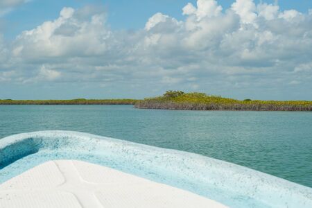 Sky and sea and vegetation of the biosphere of Sian Ka'an nature reserveの写真素材