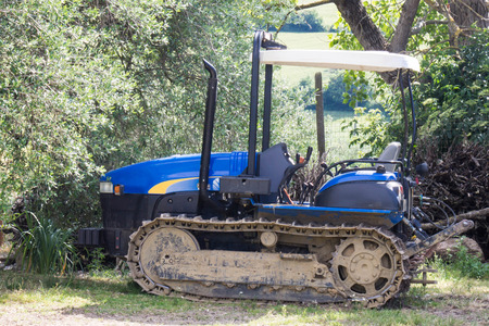 Blue little tractorの写真素材