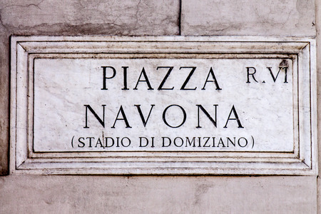 Marble sign of Piazza Navona in Rome. Italyの写真素材