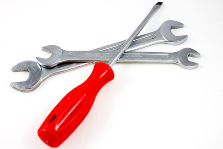 various hardware tools isolated on white background