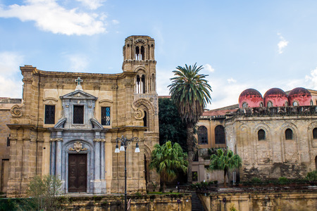 The church of Santa Maria dell'Ammiraglio, commonly called the Martorana, in Palermo, Italyの写真素材