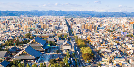 Beautiful panoramic view of Kyoto in Japanの写真素材