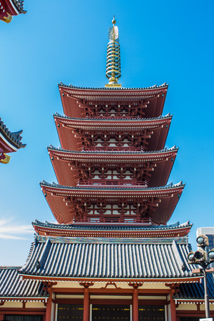 the five storied pagoda at Senso-Ji, Tokyo's oldest temple, Japanのeditorial素材