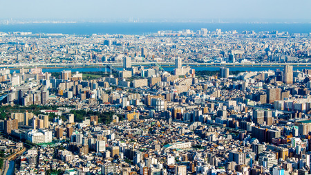 Beautiful aerial cityscape of Tokyo in Japanの写真素材