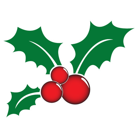 Holly berry symbol with 3 leavesのイラスト素材