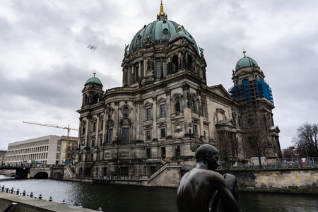 View of Berlin cathedral, Berliner Dom in a rainy day, Germanyのeditorial素材