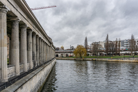 Colonnade pillars in museum island near Spree river, in Berlin, Germanyのeditorial素材