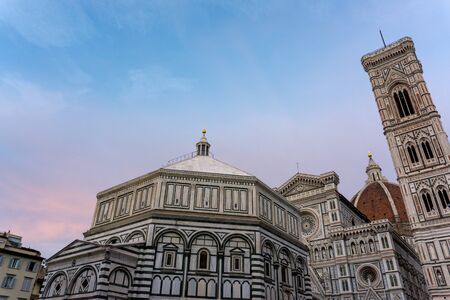 Details of Cathedral of Saint Mary of the Flower, called Cattedrale di Santa Maria del Fiore in Florence Tuscany. Also known Cathedral of Florence or Duomo Di Firenze.の写真素材