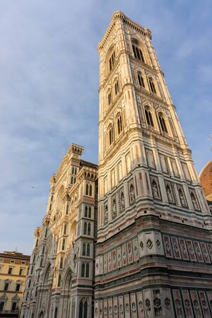 Details of Cathedral of Saint Mary of the Flower, called Cattedrale di Santa Maria del Fiore in Florence Tuscany. Also known Cathedral of Florence or Duomo Di Firenze.の写真素材