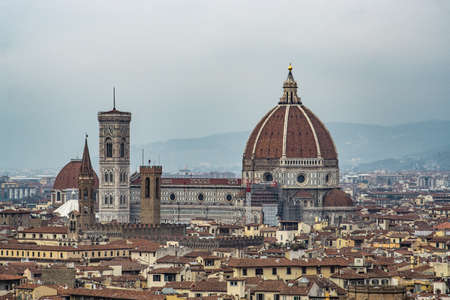 Cathedral of Saint Mary of the Flower, called Cattedrale di Santa Maria del Fiore in Florence Tuscany. Also known Cathedral of Florence or Duomo Di Firenze.の写真素材
