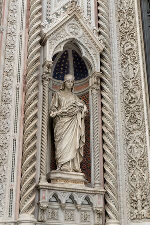 Details of Cathedral of Saint Mary of the Flower, called Cattedrale di Santa Maria del Fiore in Florence Tuscany. Also known Cathedral of Florence or Duomo Di Firenze.の写真素材